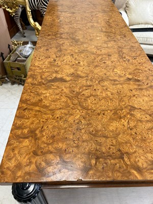 Lot 621 - A LARGE AND IMPRESSIVE ART DECO BIEDERMEIER OR BIRDS EYE MAPLE CONSOLE TABLE OR DRINKS CABINET