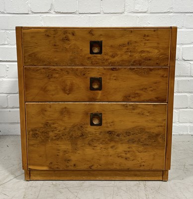 Lot 667 - ROBERT HERITAGE FOR ARCHIE CHINE: A YEW WOOD BEDSIDE TABLE