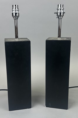 Lot 707 - A PAIR OF MODERN DESIGNER TABLE LAMPS OF RECTANGULAR FORM