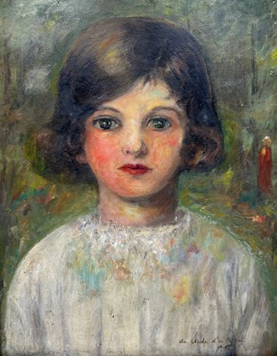 Lot 447 - AN OIL PAINTING ON BOARD TITLED 'UN ETUDE D'UN ENFANT'