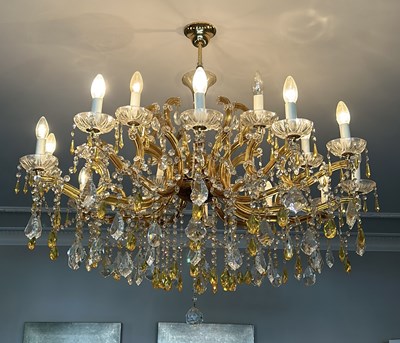 Lot 641A - A MARIE THERESE MURANO CHANDELIER IN AMBER AND CLEAR CRYSTAL