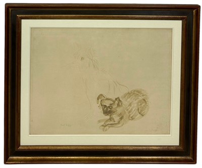 Lot 456A - RAOUL DUFY (FRENCH 1877-1953): A WATERCOLOUR ON PAPER TITLED 'DEUX CHIENS'