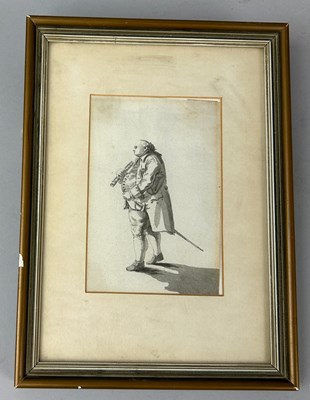 Lot 517A - NATHANIEL DANCE HOLLAND R.A. (1735-1811): AN INK AND WASH DRAWING ON PAPER DEPICTING A MAN WITH A SCROLL