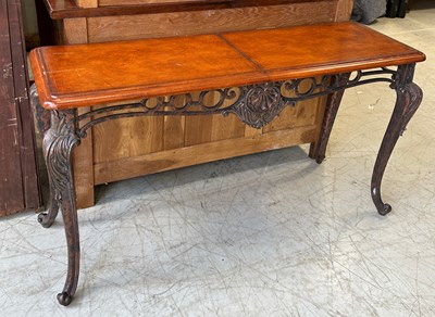 Lot 662B - A GEORGE II STYLE CONSOLE TABLE WITH TAN LEATHER TOP