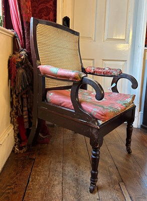 Lot 653A - A 19TH CENTURY MAHOGANY CAMPAIGN ARMCHAIR