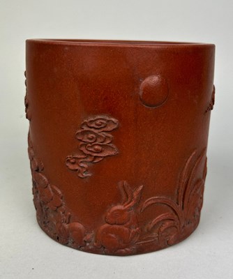 Lot 28 - A CHINESE YIXING BITONG OR BRUSH POT, 

14cm x...