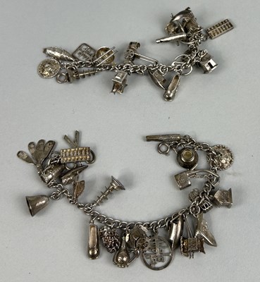 Lot 187 - TWO CHINESE SILVER CHARM BRACELETS