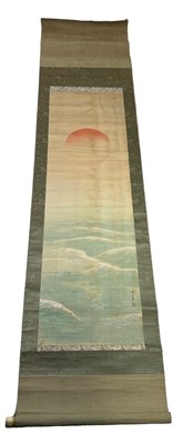 Lot 78 - A JAPANESE SILK PAINTING ON SCROLL DEPICTING...