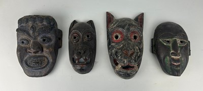 Lot 119 - A GROUP OF FOUR AFRICAN TRIBAL MASKS (4),...