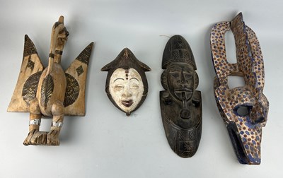 Lot 121 - A GROUP OF FOUR AFRICAN TRIBAL MASKS (4),...