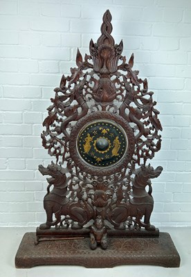 Lot 126 - A TIBETAN OR THAI GONG WITH CARVED WOOD...