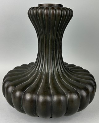 Lot 143 - A JAPANESE BRONZE VASE IN THE FORM OF A...