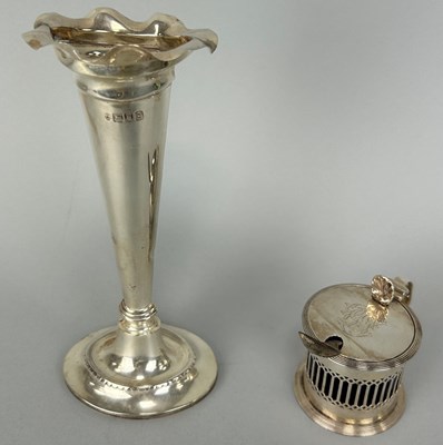 Lot 160 - A SILVER MUSTARD POT AND POSY VASE (2)