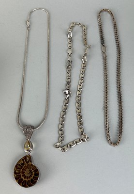 Lot 165 - THREE SILVER CHAINS TO INCLUDE ONE SET WITH A...