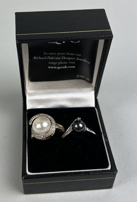 Lot 82 - A 9CT GOLD RING WITH A PEARL ALONG WITH ANOTHER SIMILAR (2)