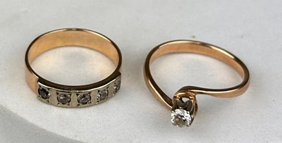 Lot 184 - TWO 14CT GOLD RINGS WITH SMALL...