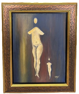 Lot 245 - AN OIL ON CANVAS PAINTING DEPICTING TWO...