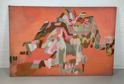 Lot 249 - AN ABSTRACT OIL ON CANVAS PAINTING,

153cm x...