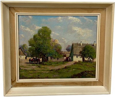 Lot 268 - AN OIL ON CANVAS PAINTING OF A RURAL SCENE...