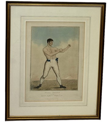 Lot 373 - BOXING / PUGILIST INTEREST: A HAND COLOURED...