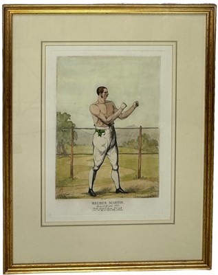 Lot 374 - BOXING / PUGILIST INTEREST: A HAND COLOURED...