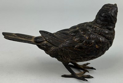 Lot 626 - A COLD PAINTED VIENNESE BRONZE BIRD MARKED GESCHUTZ BERGMANN 459