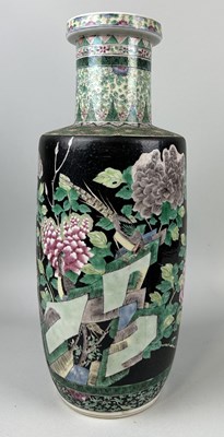 Lot 601 - A CHINESE FAMILLE NOIR VASE, LATE QING DYNASTY