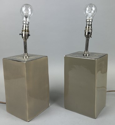 Lot 709 - A PAIR OF DESIGNER TABLE LAMPS OF RECTANGULAR FORM