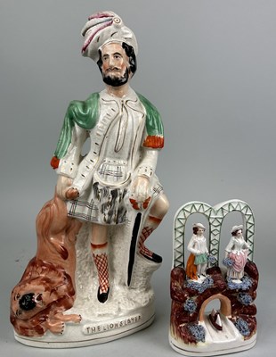 Lot 650 - A STAFFORDSHIRE MODEL OF THE LION SLAYER ALONG WITH ANOTHER SMALLER EXAMPLE (2)