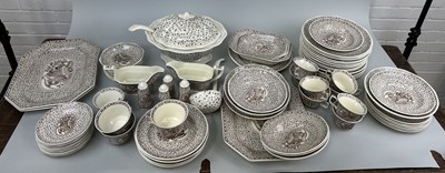 Lot 1264 - AN ADAMS CHINESE BIRD DINNER SERVICE (BROWN) (QTY)