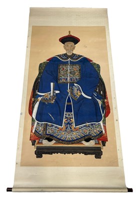 Lot 43 - A 19TH CENTURY CHINESE ANCESTRAL PORTRAIT...