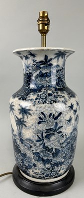 Lot 53 - A CHINESE BLUE AND WHITE CERAMIC VASE ADAPTED...