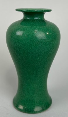 Lot 54 - A SMALL CHINESE GREEN GLAZED MEIPING VASE,...