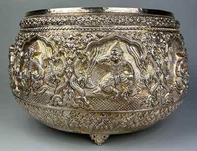 Lot 122 - A LARGE INDIAN SILVER BOWL, 

36cm x 20cm...