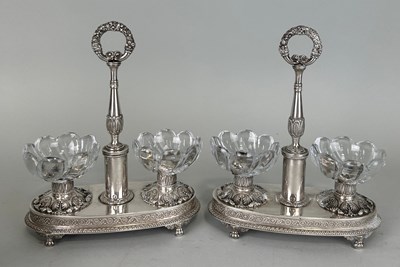 Lot 136 - A PAIR OF 19TH CENTURY FRENCH SILVER SALERONS...