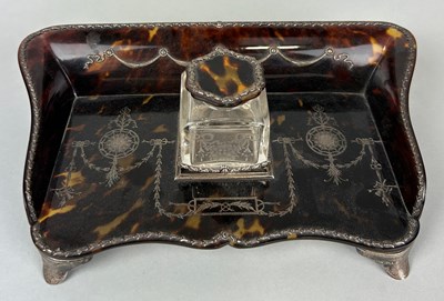 Lot 144 - A 19TH CENTURY TORTOISESHELL AND SILVER...