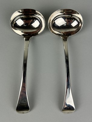 Lot 149A - A PAIR OF GEORGIAN SILVER SOUP SPOONS,...