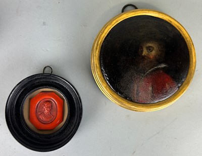 Lot 185 - A RED WAX SEAL DEPICTING OLIVER CROMWELL (1599-...