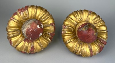 Lot 207 - A PAIR OF LARGE CARVED GILT WOOD HANDLES,...