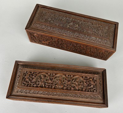 Lot 213 - TWO SRI LANKAN WOODEN BOXES, 

Largest 30cm x...