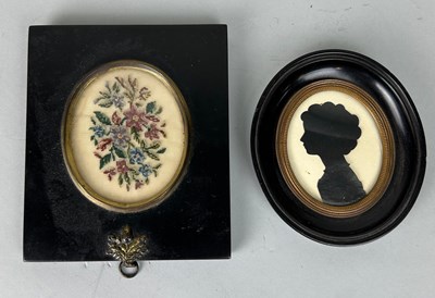 Lot 215 - A SMALL SILHOUETTE AND A NEEDLEPOINT TAPESTRY...