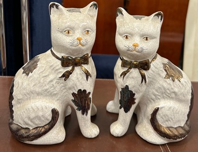 Lot 222 - A PAIR OF CERAMIC CATS, 

20cm H each