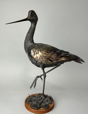 Lot 232 - A BRONZED METAL SCULPTURE DEPICTING A GODWIT...