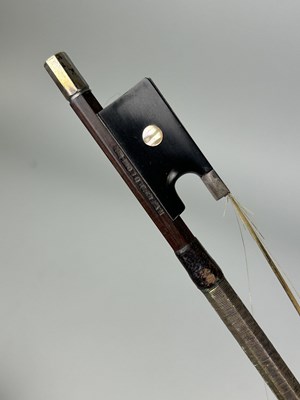 Lot 447 - TWO VIOLIN BOWS, WEICHOLD SILVER MOUNTED AND A COTTMAN (2)