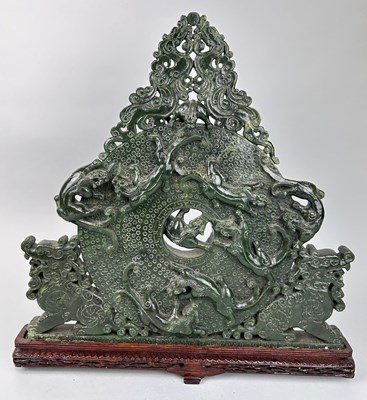 Lot 243 - A LARGE CHINESE GREEN STONE SCULPTURE,

40cm x...