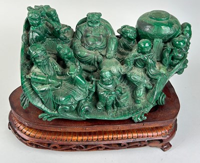 Lot 244 - A CHINESE MALACHITE SCULPTURE DEPICTING A...