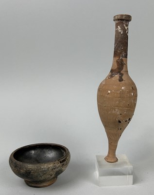 Lot 615 - A ROMAN VASE ALONG WITH A SMALL DISH (2)