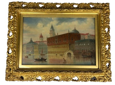 Lot 282 - AN OIL ON CANVAS PAINTING DEPICTING A VENETIAN...