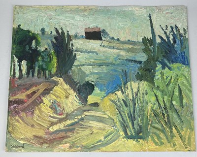 Lot 820 - SIDNEY HORNE SHEPHERD (1909-1993): AN OIL PAINTING ON BOARD TITLED 'PAOLO'S HOUSE'