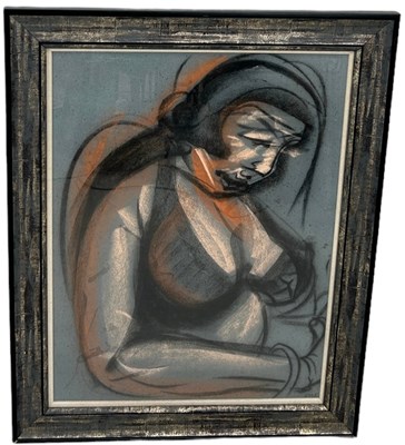 Lot 310 - A PASTEL DRAWING ON PAPER DEPICTING A FIGURE,...